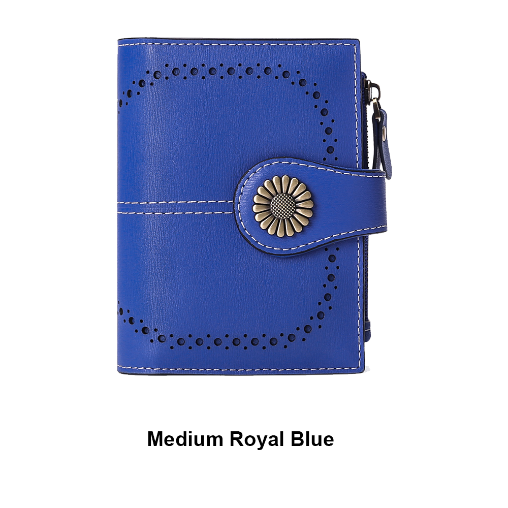 Small Women’s Leather Bifold Wallet with RFID & Zipper Coin Pocket