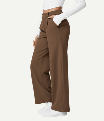 High Waisted Pocket Straight Leg Work Pants