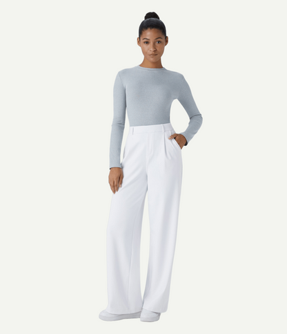 High Waisted Pocket Straight Leg Work Pants