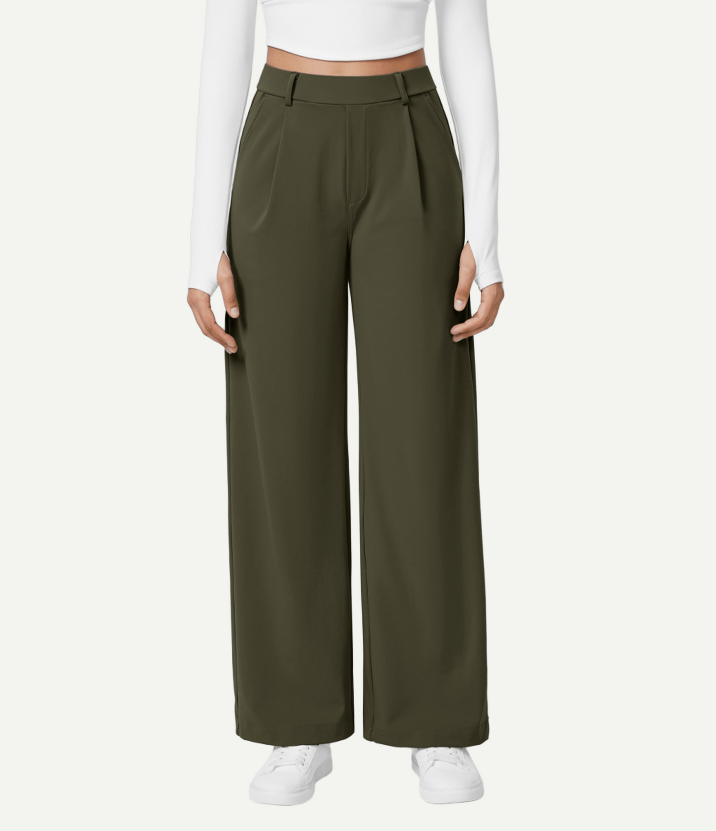 High Waisted Pocket Straight Leg Work Pants