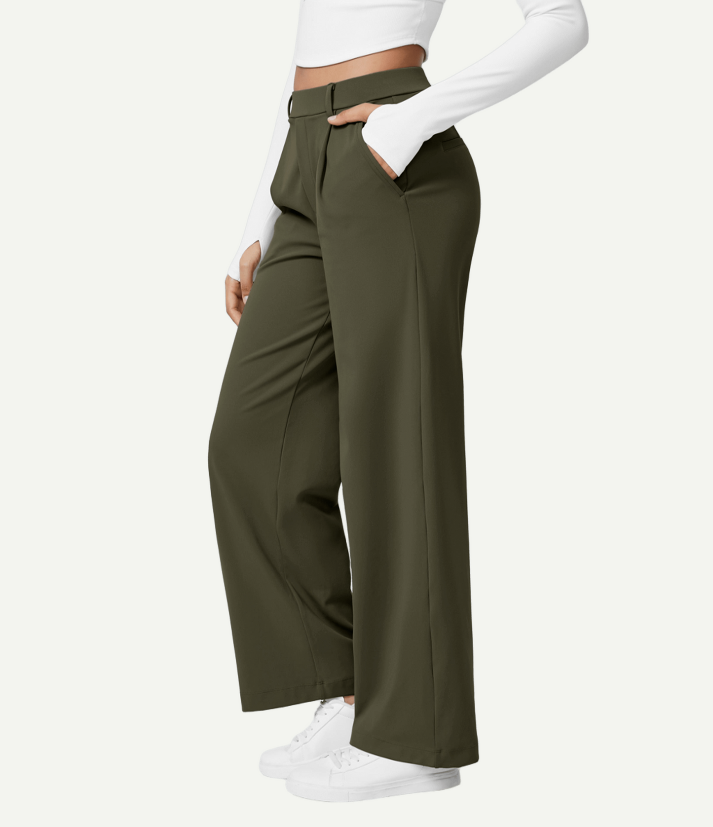 High Waisted Pocket Straight Leg Work Pants