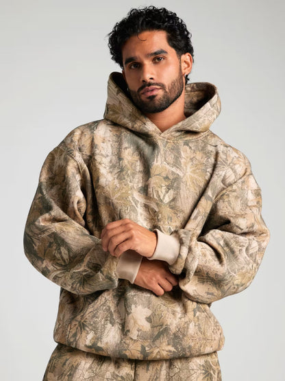 3D Leaf Print Athletic 2-Piece Set