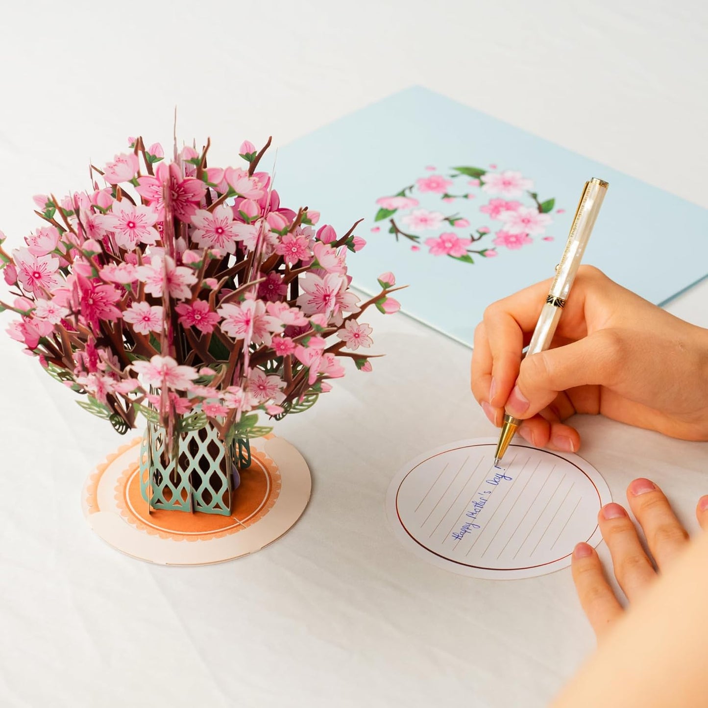 3D Cherry Blossom Flower Bouquet Pop Up Card