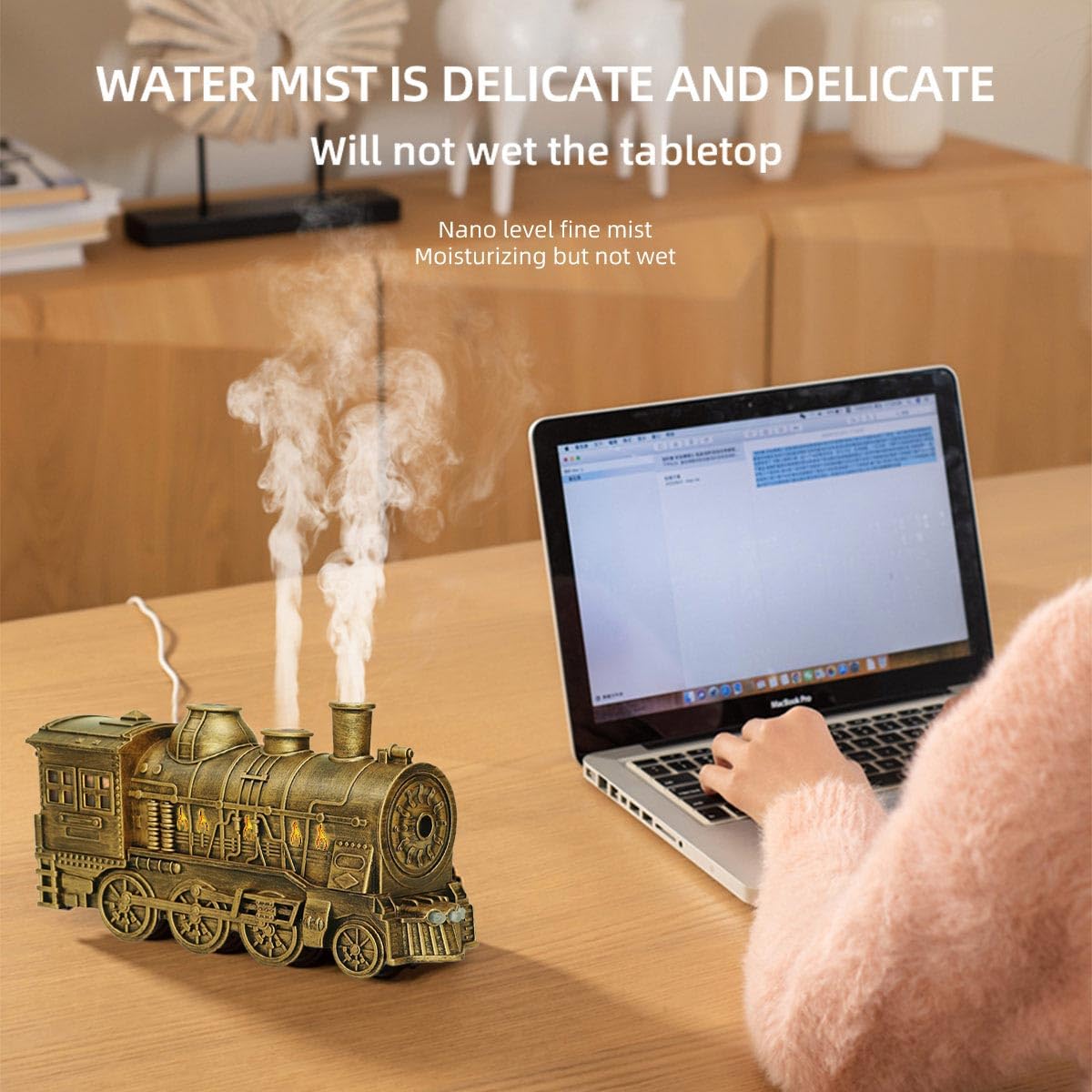Vintage Steam Train Essential Oil Diffuser – 300ML Aromatherapy Humidifier