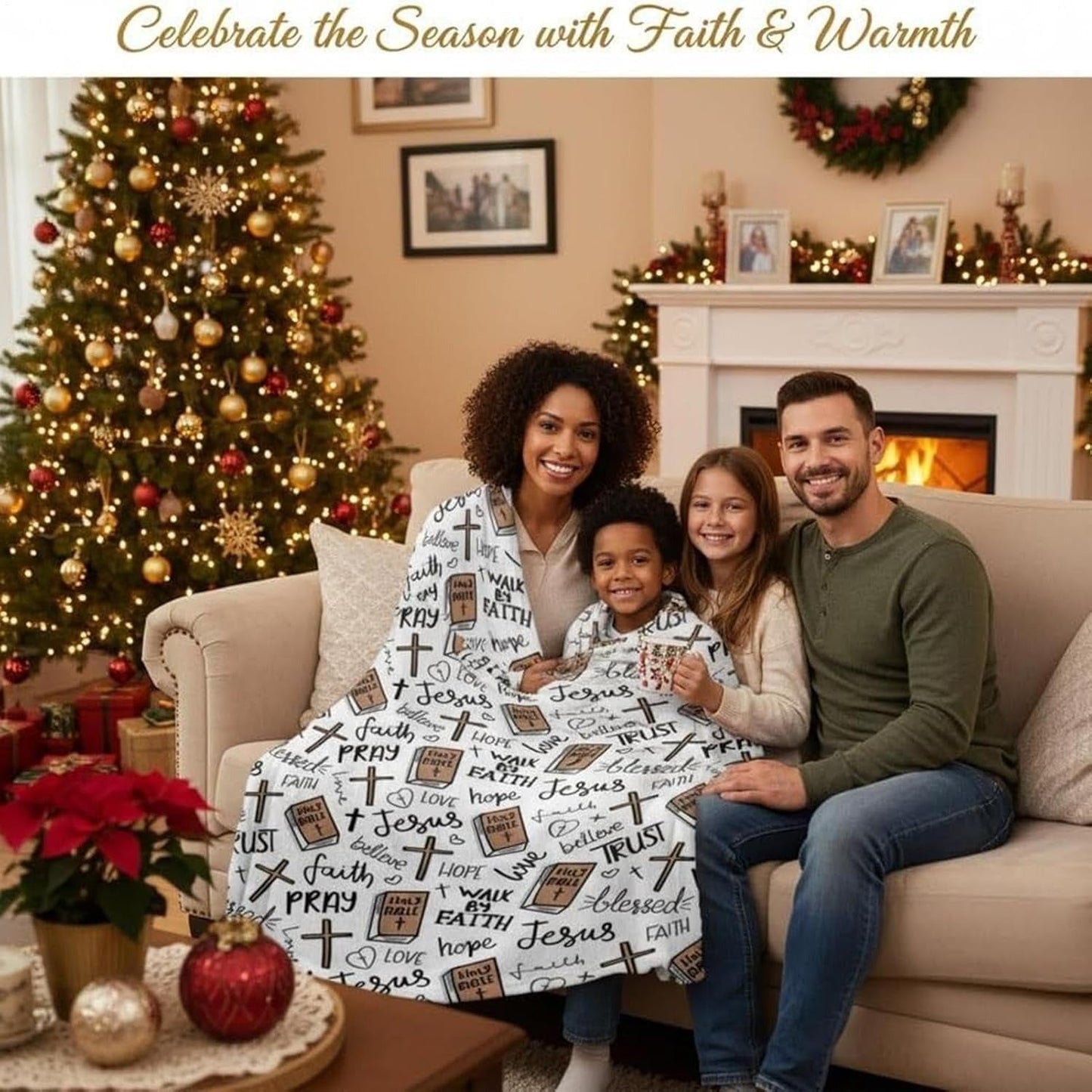 Christian Cross Throw Blanket – Soft Faith-Inspired Fleece for Home