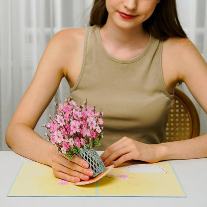 3D Cherry Blossom Flower Bouquet Pop Up Card