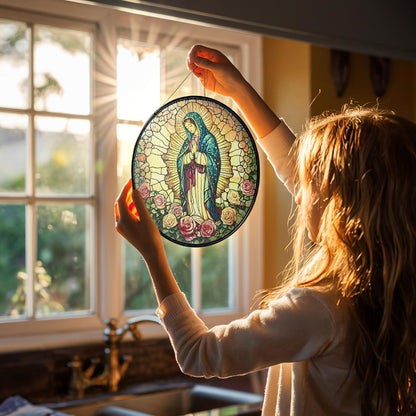 Our Lady of Guadalupe Faux Stained Glass Catholic Suncatcher