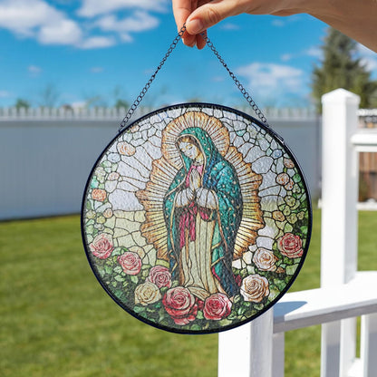 Our Lady of Guadalupe Faux Stained Glass Catholic Suncatcher