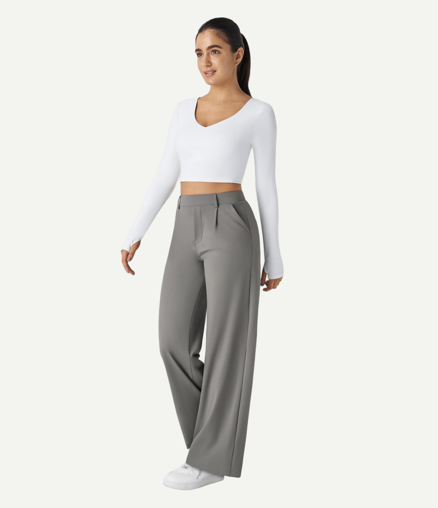High Waisted Pocket Straight Leg Work Pants