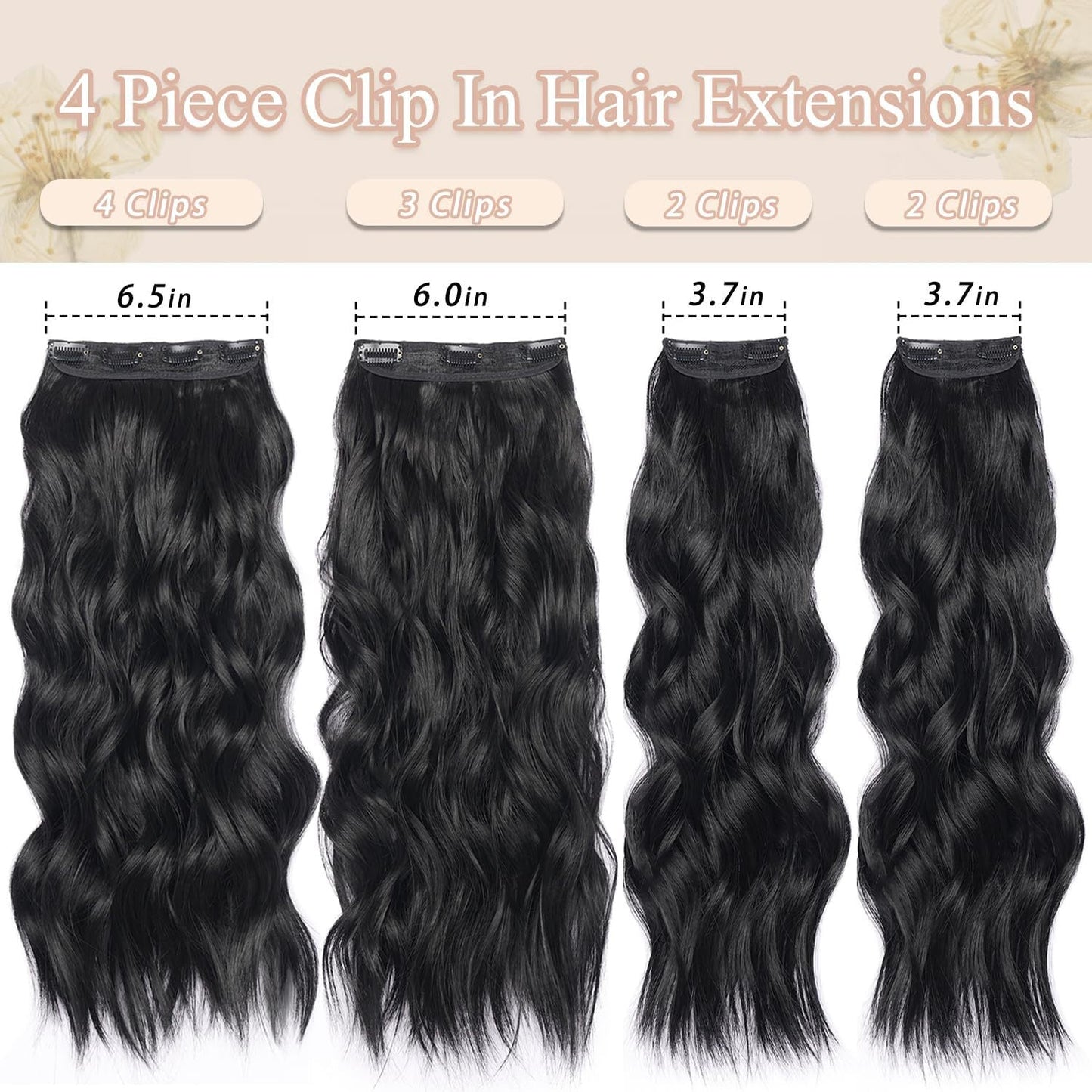 QBeauty 4pcs Clip In Hair Extensions