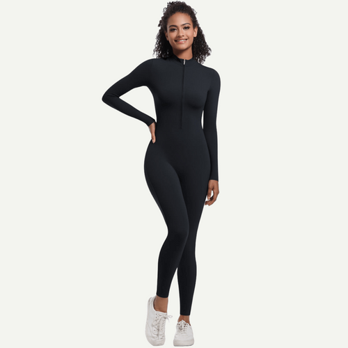 Zipper High Elastic Solid Color Long Yoga Clothes