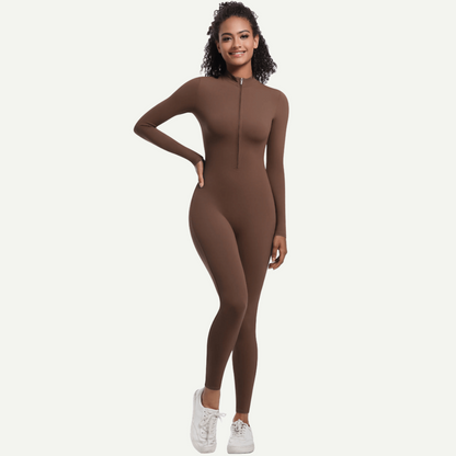 Zipper High Elastic Solid Color Long Yoga Clothes