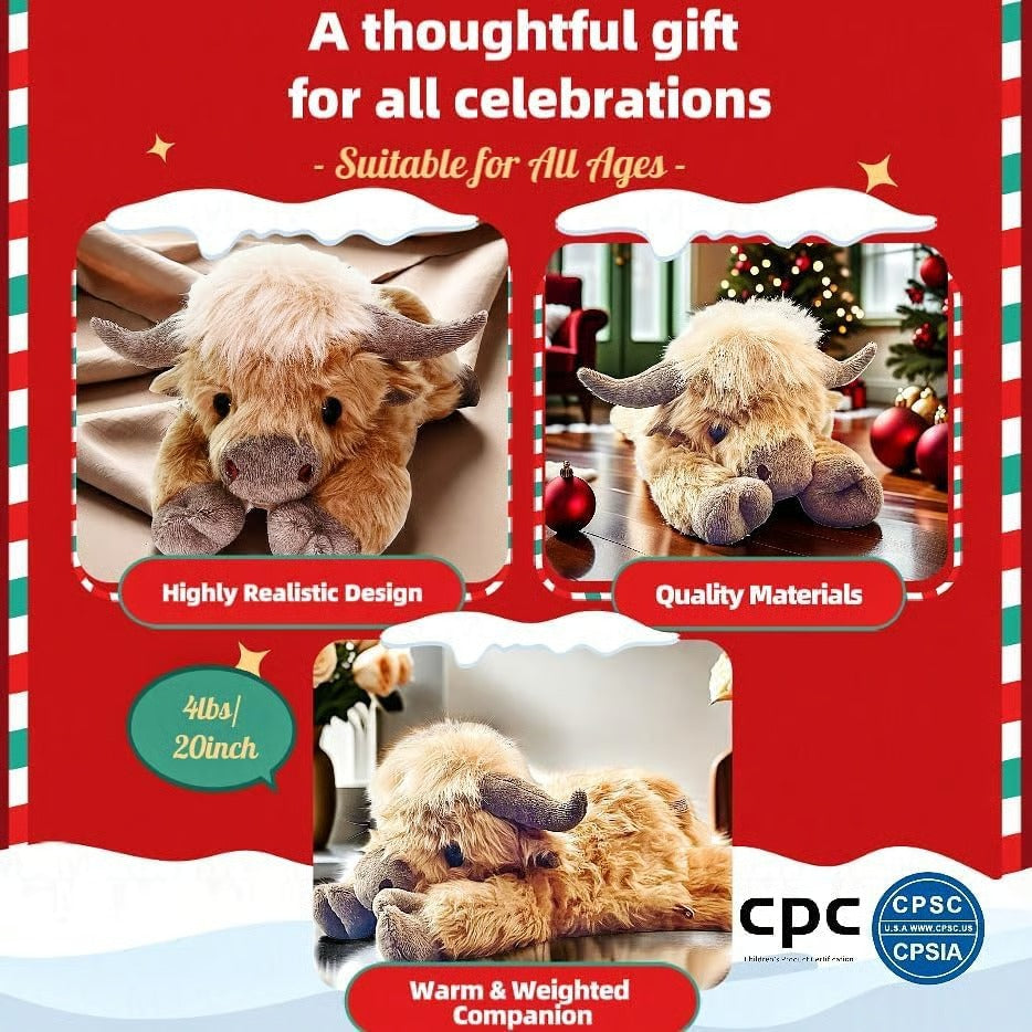 Weighted Highland Cow Plush — Your Softest Daily Comfort Companion
